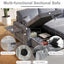 LLappuil Sectioanl Sofa, 84" Sectioanl Couch with Storage Chaise, Small Desktop, Cup Holders, Chaiging Port Convertible Sofa Bed, Corduroy Pull Out Sofa Bed for Living Room Gray