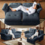 LLappuil Pull Out Sofa Bed Queen Size, Loveseat Sofa Convertible Sofa Bed, Chneille Sofa Couch for Living Room Blue