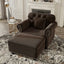 LLappuil Accent Chair with Ottoman, Velvet Reading Single Sofa Chair for Living Room Brown