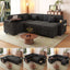 LLappuil 100" Sectional Sofa, Sectioanl Couch with Pull Out Sofa Bed, Corduroy Sofa Couch with Storage Chaise, Hidden Storage Armrest, Small Toptable, USB & Type-c Charging Port for Living Room Gray