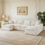 LLappuil 130" Sectional Sofa, U Shaped Modular Sectioanl Couch with Chaise, Boneless Corduroy Cloud Sofa Couch for Living Room, No Assembly Compression Sofa Beige