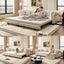 LLappuil 89" Loveseat Sofa, Pull Out Sofa Bed King Size, Chesterfield Sofa Convertible Sleeper Sofa Bed, Velvet 3-Seater Sofa with Movable Ottoman for Living Room Beige