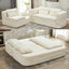 LLappuil Sectional Sofa Bed, Futon Convertible Sofa Bed King Size, Plush Corduroy Loveseat Sofa Couch for Living Room Beige