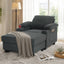 LLappuil Accent Chair with Storage Ottoman, Convertible Sofa Bed, Single Sofa Reading Chair with Reclining Backrest, Cup Holders, USB & Type-C Charging Port for Living Room Dark Gray