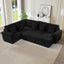 LLappuil 110" Sectional Sofa, Oversized Sectional Couch with Pull Out Sofa Bed, 6 Seat Corduroy Sofa with USB Port Corner Coffee Table Cup Holder Convertible Sofa Bed for Living Room Black