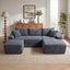 LLappuil Sectional Sofa, 94.5" U Shaped Modular Sectional Couch with Left Chaise, Cloud Courduroy Sofa Couch with Movable Ottoman for Living Room Gray
