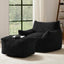 LLappuil Bean Bag Chair with Ottoman, Lazy Sofa Chair for Adults, Memory Foam Bean Bag Chairs with Filler Included for Living Room Bedroom Black