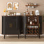 LLappuil 28" Wine Bar Cabinet, Coffee Bar Cabinet with 8-Grid Wine Rack, 5-Level Adjustable Shelves, 2 Glass Holders, 4 Hidden Storage Space