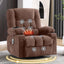 LLappuil Recliner Chair, 360° Swivel Massage Recliner Chair with Heat, Nursery Glider Rocker Manual Recliner Chair with Side Pocket, 2 Cup Holders, USB Charge Port for Living Room, Bedroom Brown