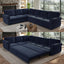 LLappuil Sectional Sofa Couch, Oversized Chenille Sofa with Pull Out Sofa Bed for Living Room Blue