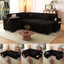 LLappuil 100" Sectional Sofa, Sectioanl Couch with Pull Out Sofa Bed, Corduroy Sofa Couch with Storage Chaise, Hidden Storage Armrest, Small Toptable, USB & Type-c Charging Port for Living Room Black