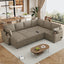 LLappuil 110" Sectional Sofa, Sectional Couch with Pull Out Sofa Bed Queen Size, 6 Seat Chenille Sofa with Hidden Storage Armrest, Cup Holders, Charging Ports for Living Room Brown