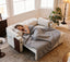 LLappuil Loveseat Sofa, Pull Out Sofa Bed Queen Size, Corduroy Sofa Couch with 360° Swivel Tabletop, USB Charging Port, Cup Holder for Living Room Beige