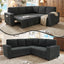 LLappuil 76" x 76" Sectional Sofa, Sectional Couch with Pull Out Sofa Bed Twin Size, 4 Seat Sofa Couch with Cup Holders & Side Pocket Convertible Sofa Bed for Living Room, Polyester Dark Gray