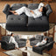 LLappuil Pull Out Sofa Bed Queen Size, Loveseat Sofa Convertible Sleeper Sofa Bed, Velvet Sofa Couch with Adjustbale Armrest, USB Charging Port for Living Room Gray