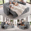 LLappuil 82" Loveseat Sofa, Pull Out Sofa Bed Queen Size, Chenille Sofa Couch with 270° Swivel Side Table, USB & Type-c Charging Port fr Living Room Gray