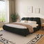 LLappuil Upholstered Platform Bed Queen Size, Oversized Wood Bed Frame with Padded Backrest Black