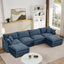 LLappuil Modular Sectional Sofa, Sectional Couch with 2 Movable Ottoman, Chenille 6 Seat Cloud Sofa Couch for Living Room Blue
