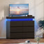 LLappuil TV Stand with Drawers, 6 Drawer Dresser for Bedroom, Chest of Drawers with LED Light Black