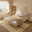 LLappuil Upholstered Platform Bed Queen Size, Oversized Wood Bed Frame with Padded Backrest Beige