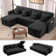 LLappuil Sectional Sofa, 107" U Shaped Sectional Couch with Storage Chaise, Adjustable Backrest, USB Charger, Cup Holder & Side Pocket, Corduroy Sofa with Pull Out Sofa Bed for Living Room Black