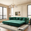 LLappuil Pull Out Sofa Bed King Size, 89" Chesterfield Sofa Convertible Sleeper Sofa Bed, Velvet 3-Seater Sofa with Movable Ottoman for Living Room Green
