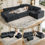 LLappuil Sectional Sofa, 110" Sectional Couch with Pull Out Sofa Bed, Corduroy Sofa Couch Convertible Sofa Bed with Hidden Armrest Storage, USB Charging Ports, Cup Holders Dark Gray