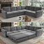 LLappuil Sectional Sofa with Pull Out Sofa Bed, Oversized Chenille Sofa Couch Convertible Sleeper Sofa Bed for Living Room Apartment