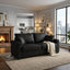 LLappuil 69" Loveseat Sofa, Upholstered Couch with 2 Throw Pillows for Living Room, Foil Fabric Black