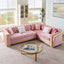 LLappuil Sectional Sofa, 106" Chesterfield Sofa with Curved Arm Button Tufted, Velvet Cloud Sofa Couch for Living Room Pink