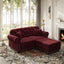 LLappuil Modular Sectional Sofa, Loveseat Sofa with Ottoman, Velvet Chesterfield Sofa for Living Room Red
