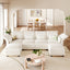 LLappuil Modular Sectional Sofa, Sectional Couch with Adjustable Arms Backs & Storage Seat, Oversized Corduroy Sofa Couch for Living Room Beige