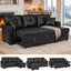 LLappuil Sectional Sofa, 71" Sectional Couch Convertible Sofa Bed, Pull Out Sofa Bed Full Size with Storage Chaise for Living Room, Foil Fabric Black