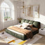 LLappuil Upholstered Platform Bed King Size, Oversized Wood Bed Frame with Padded Backrest Green