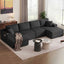 LLappuil 130" Sectional Sofa, U Shaped Modular Sectioanl Couch with Chaise, Boneless Corduroy Sofa Couch for Living Room, No Assembly Compression Sofa Black