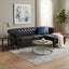 LLappuil Sectional Sofa, 85" Mid-Century Chesterfield Sofa with Storage Ottoman, Faux Leather 3 Seater Sofa for Living Room Black