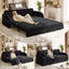 LLappuil Queen Size Pull Out Sofa Bed, Compact Loveseat Sofa Covertible Sofa Bed with USB Port, Side Pocket , Chenille Sofa Couch for Living Room Black