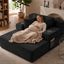 LLappuil Chaise Lounge Chair Indoor, Corduroy Boneless Sofa Bed with Cup Holder, Deep Seat Sleeper Couch Reading Chairs, Cloud Sofas Couches for Living Room, No Assembly Required Black
