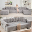 LLappuil 146" Sectional Sofa, U Shaped Sectional Couch with Chaise, 5 Seat Corduroy Sofa Convertible Sleeper Sofa Bed for Living Room Gray