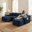 LLappuil Sectional Sofa, 94.5" U Shaped Modular Sectional Couch with Right Chaise, Cloud Courduroy Sofa Couch with Movable Ottoman for Living Room Blue