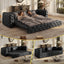 LLappuil 89" Faux Leather Chesterfield Sofa, Oversized Pull Out Sofa Bed King Size, Loveseat Sofa Couch Convertible Sofa Bed for Living Room Black