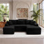 LLappuil Sectional Sofa, 94.5" U Shaped Modular Sectional Couch with Left Chaise, Cloud Courduroy Sofa Couch with Movable Ottoman for Living Room Black