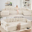 LLappuil 146" Sectional Sofa, U Shaped Sectional Couch with Chaise, 5 Seat Corduroy Sofa Convertible Sleeper Sofa Bed for Living Room Beige