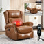 LLappuil Recliner Chair, 360° Swivel Massage Recliner Chair with Heat, Genuine Leather Nursery Glider Rocker Manual Recliner Chair with Side Pockets for Living Room, Bedroom Light Brown