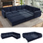 LLappuil Sectional Sofa, Pull Out Sofa Bed King Size, 6 Seat Chenille Sofa Couch Convertible Sleeper Sofa Bed for Living Room Blue