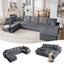 LLappuil 144" Sectional Sofa, Oversized Modular Sectional Couch with Chaise, Magazine Pockets, Removable Armrests, Cloud Boneless Corduroy Sofa Convertible Sofa Bed for Living Room