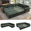 LLappuil Sectional Sofa, Pull Out Sofa Bed King Size, 6 Seat Chenille Sofa Couch Convertible Sleeper Sofa Bed for Living Room Green