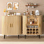 LLappuil 28" Wine Bar Cabinet, Coffee Bar Cabinet with 8-Grid Wine Rack, 5-Level Adjustable Shelves, 2 Glass Holders, 4 Hidden Storage Space