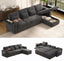 LLappuil 108" Sectional Sofa, Oversized Sectional Couch with Pull Out Sofa Bed, Chenille Sofa Couch Convertible Sofa Bed with Recliner Chair, Small Tabletop, Storage Chaise for Living Room