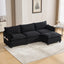 LLappuil Sectional Sofa, 4 Seat Corduroy Cloud Sofa Couch with Reversible Ottoman for Living Room Black